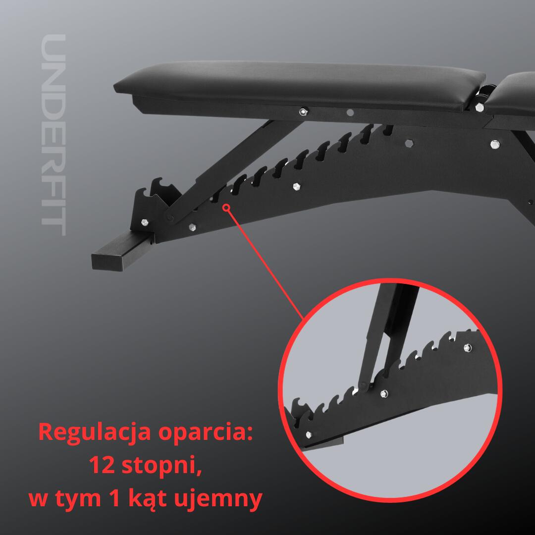 Ławka treningowa regulowana dwustronnie UNDERFIT czarna 7/8