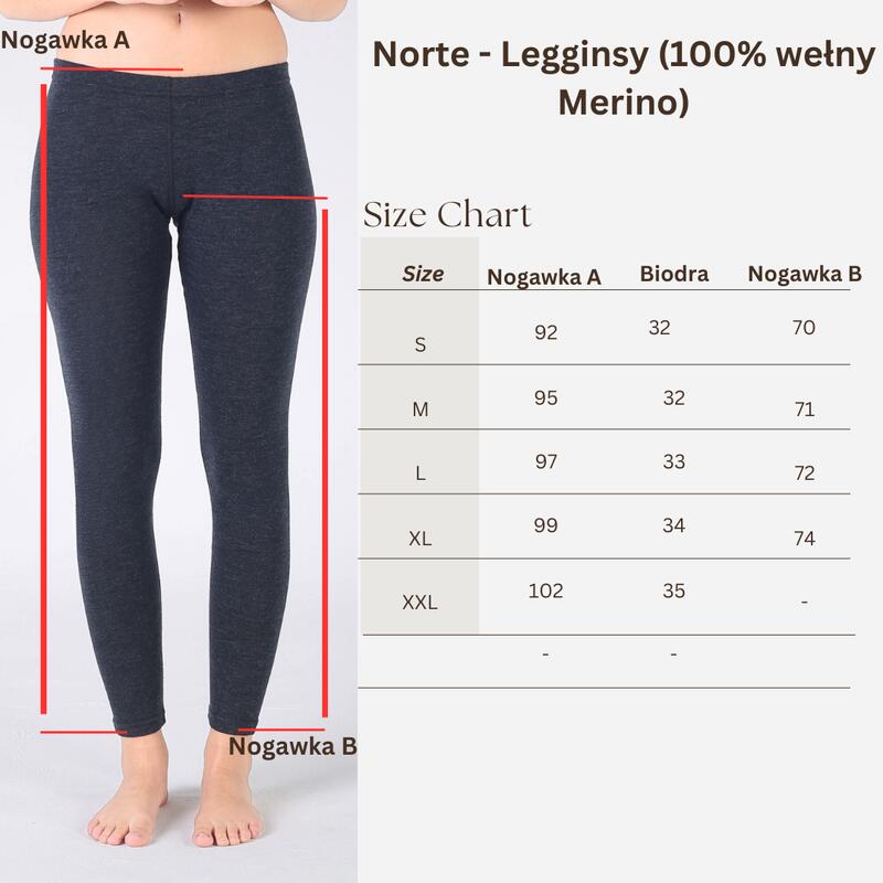 Legginsy termoaktywne damskie Woolona Norte 100% Merino