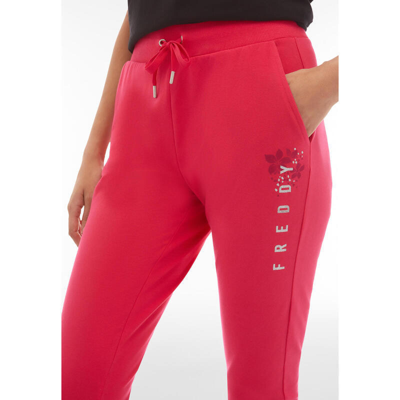 Pantalon corsaire en jersey épais avec logo et fleurs en paillettes