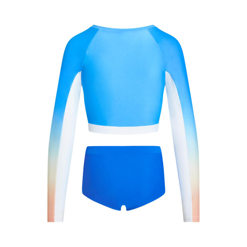 PASTEL POP 2.0 LADIES LS ZIP UP SUN PROTECTION TOP WITH HIGH WAIST BRIEF - BLUE