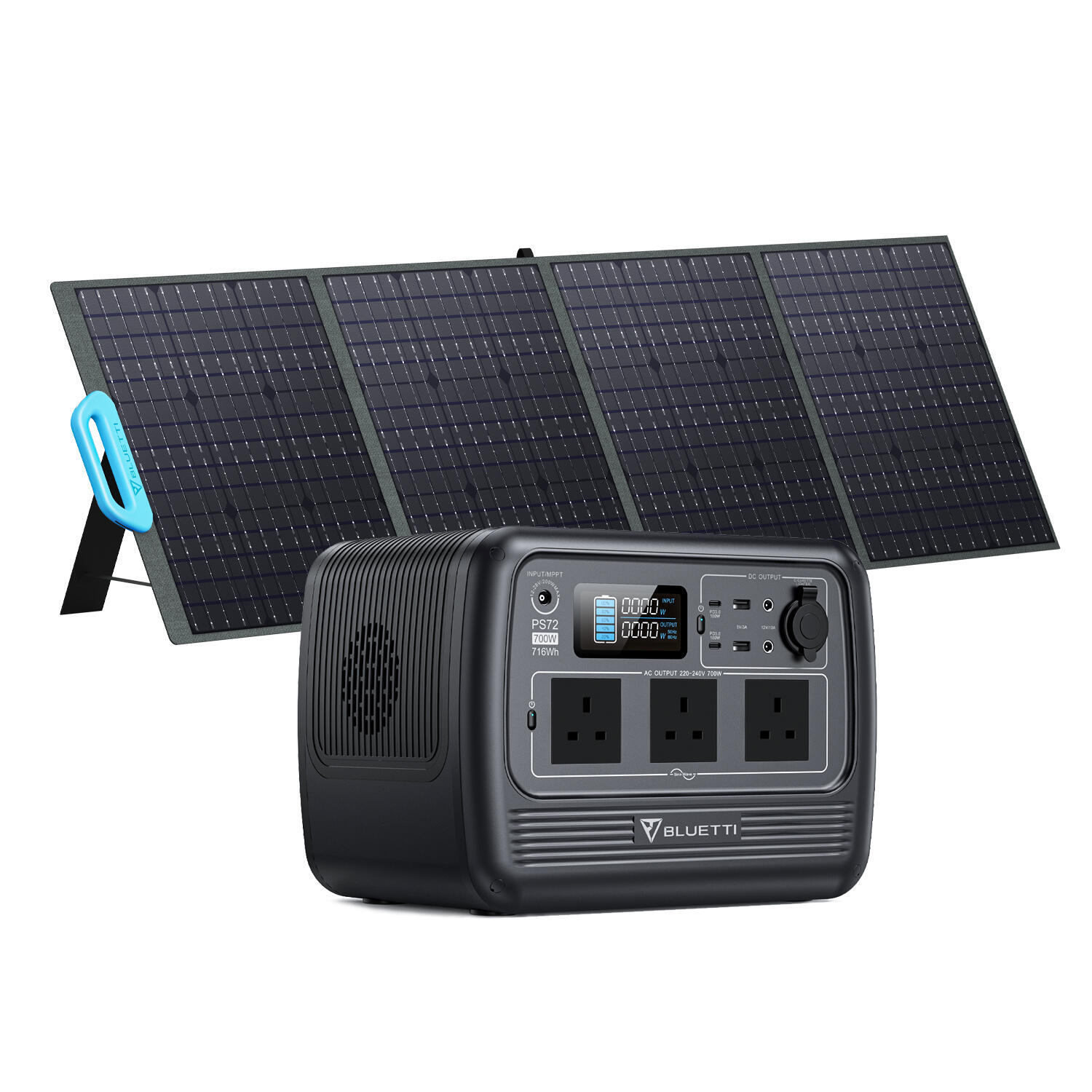 BLUETTI BLUETTI PS72+PV200 Solar Generator 1000W/716Wh LiFePO4 Battery for Power Outage