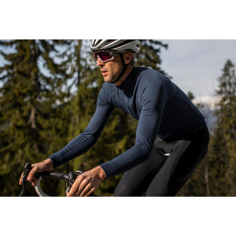 Maillot à manches longues de cyclisme pour hommes Thermique Bleu Indigo
