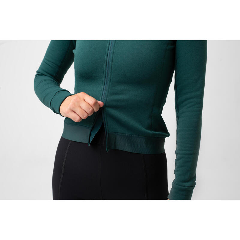 Maillot à manches longues de cyclisme pour femmes Hiver Profond Mousse Marine