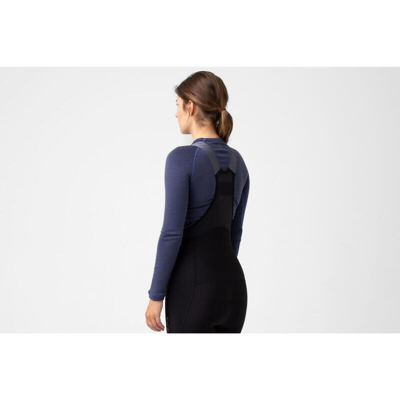 Damen Rad Langarm Unterhemd Merino Kronenblau