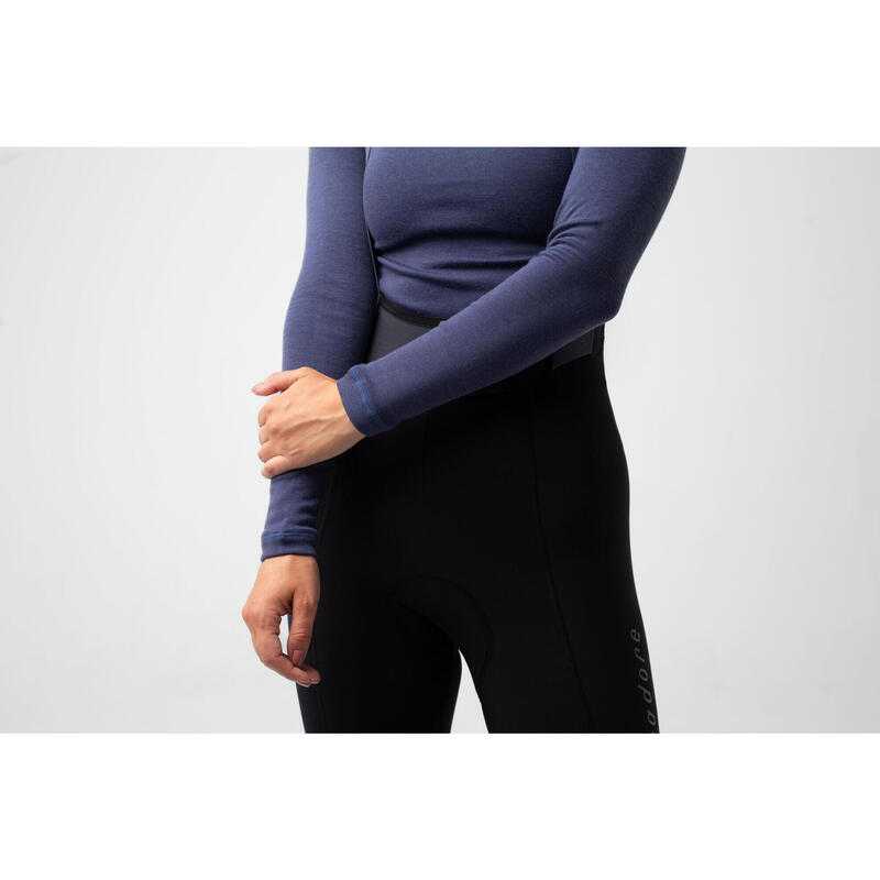 Damen Rad Langarm Unterhemd Merino Kronenblau