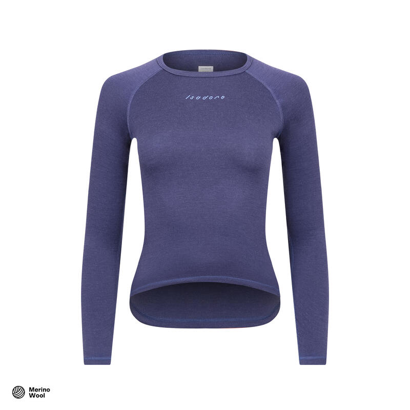 Damen Rad Langarm Unterhemd Merino Kronenblau