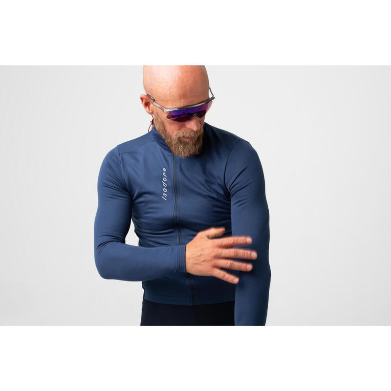 Maillot à manches longues de cyclisme pour hommes Thermique Bleu Indigo