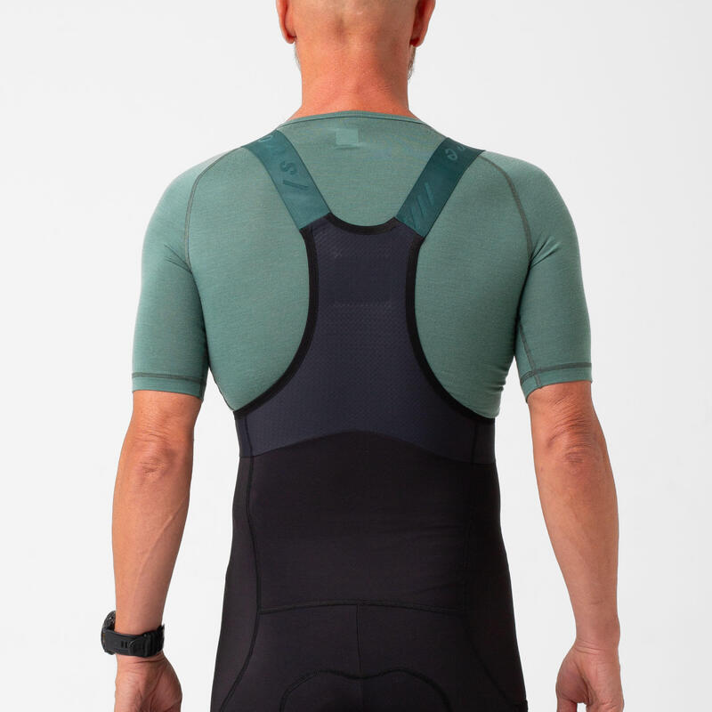 Sous-couche à manches courtes de cyclisme pour hommes Merino Pin Fumé