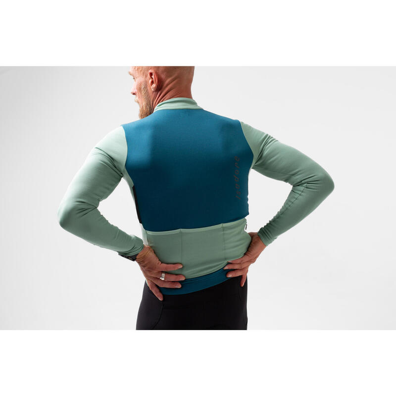 Maillot à manches longues de cyclisme pour hommes Thermique Corail Bleu