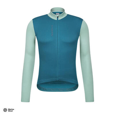 Maglia a manica lunga da ciclismo da uomo Termico Patchwork Corallo Blu