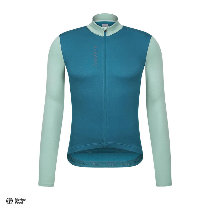 Maglia a manica lunga da ciclismo da uomo Termico Patchwork Corallo Blu