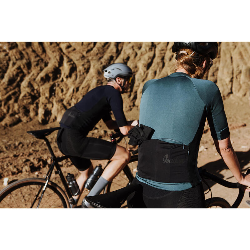 Maillot à manches courtes de cyclisme pour femmes Gravel Bleu Orion