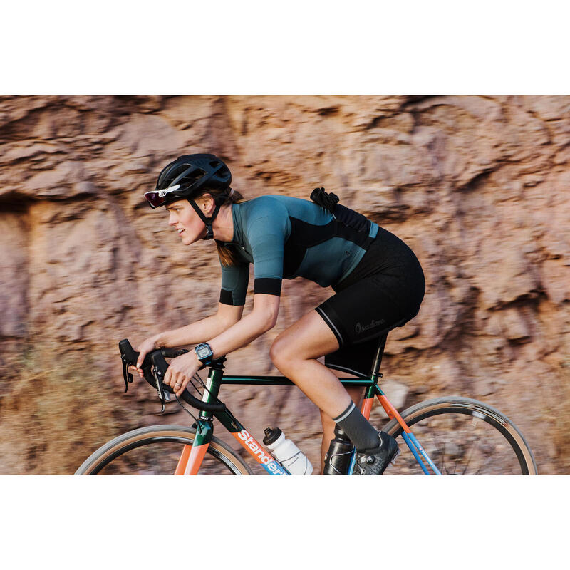 Maillot à manches courtes de cyclisme pour femmes Gravel Bleu Orion