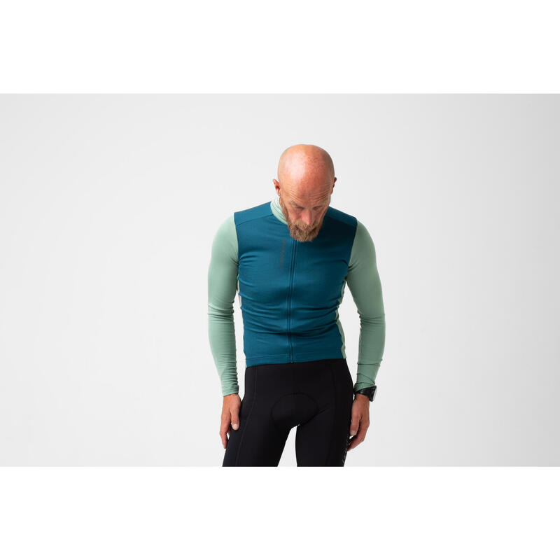 Maglia a manica lunga da ciclismo da uomo Termico Patchwork Corallo Blu