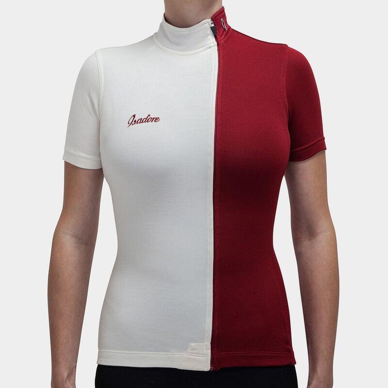 Damen Rad Kurzarmtrikot Asymmetric Rio Rot / Antik Weiß