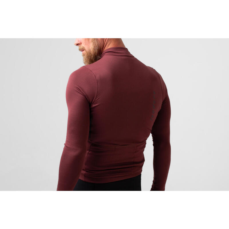 Maillot à manches longues de cyclisme pour hommes Thermique Acajou Rouge