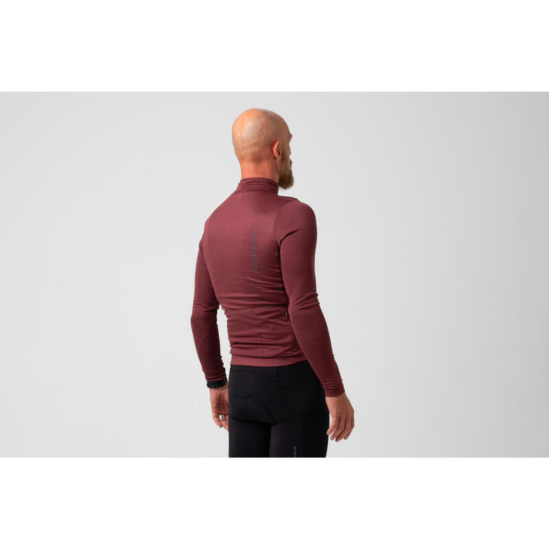 Herren Rad Langarmtrikot Thermisch Signature Rotes Mahagoni