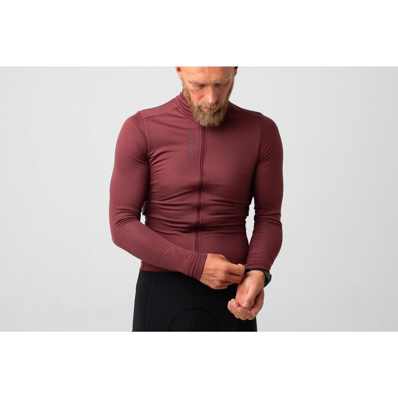 Maillot à manches longues de cyclisme pour hommes Thermique Acajou Rouge