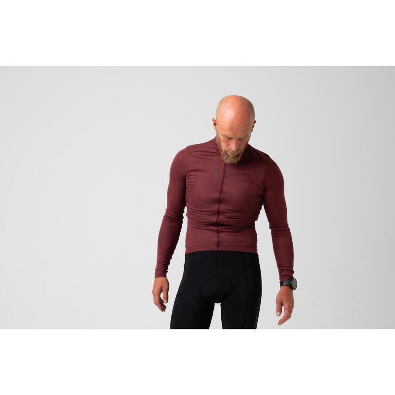 Herren Rad Langarmtrikot Thermisch Signature Rotes Mahagoni