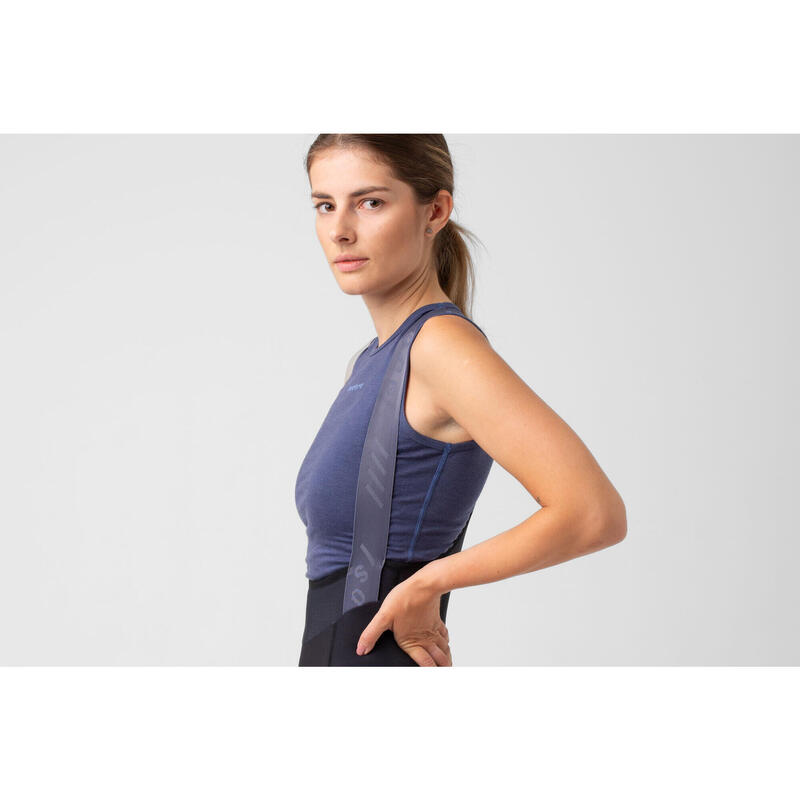 Sous-couche sans manches de cyclisme pour femmes Merino Bleu Couronne