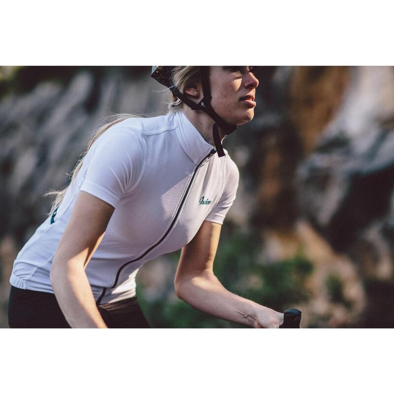 Maillot à manches courtes de cyclisme pour femmes Woolight Blanc Lumineux