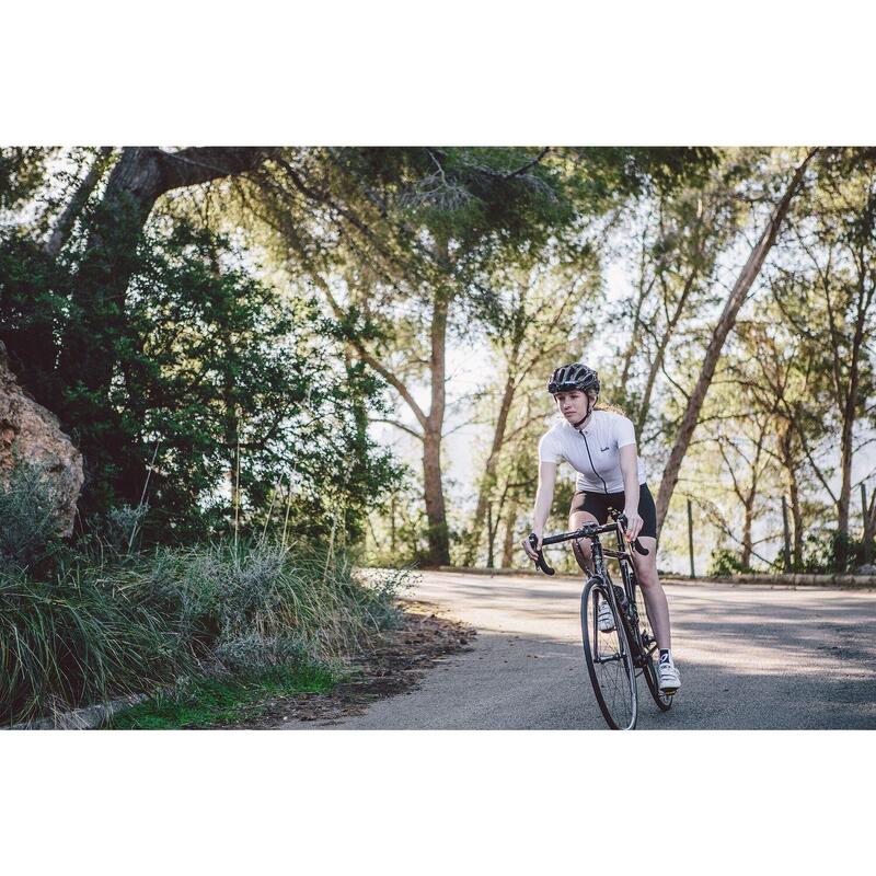 Maillot à manches courtes de cyclisme pour femmes Woolight Blanc Lumineux