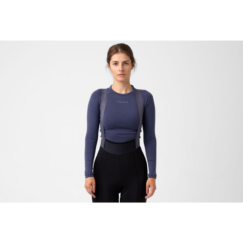 Damen Rad Langarm Unterhemd Merino Kronenblau