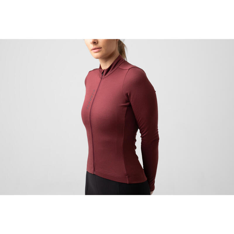 Maillot à manches longues de cyclisme pour femmes Thermique Acajou Rouge