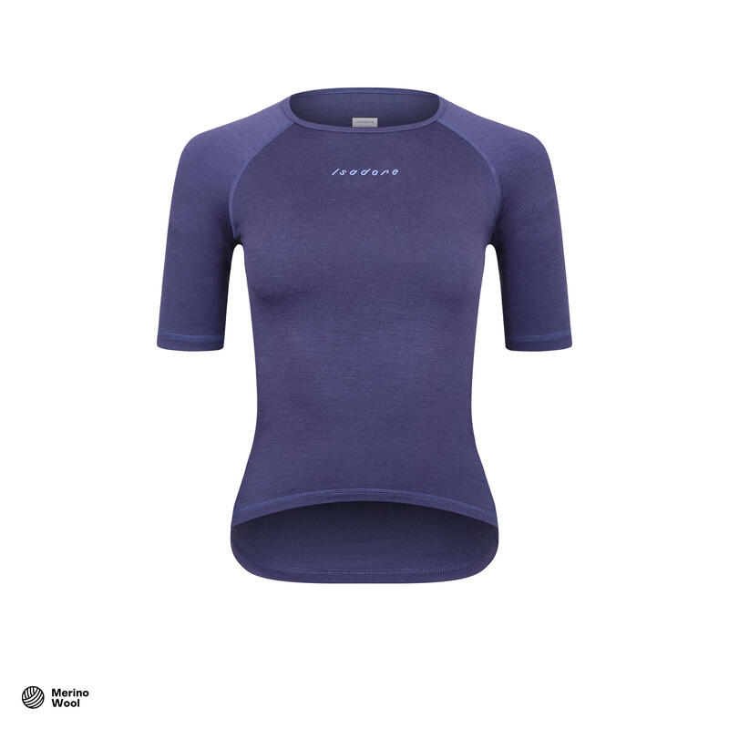 Dames wieler Shirt met korte mouwen als baselayer Merino Kroonblauw