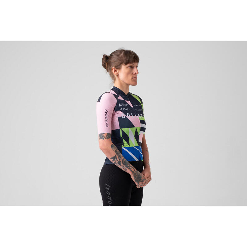 Maillot à manches courtes de cyclisme pour femmes Team Collapse Multicolore