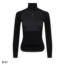 Sous-couche à manches longues de cyclisme pour femmes Hiver Wind Block Noir