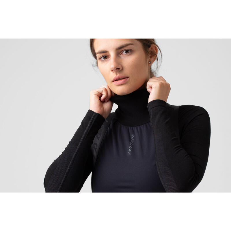 Maglia intima a maniche lunghe da ciclismo da donna Inverno Wind Block Nero