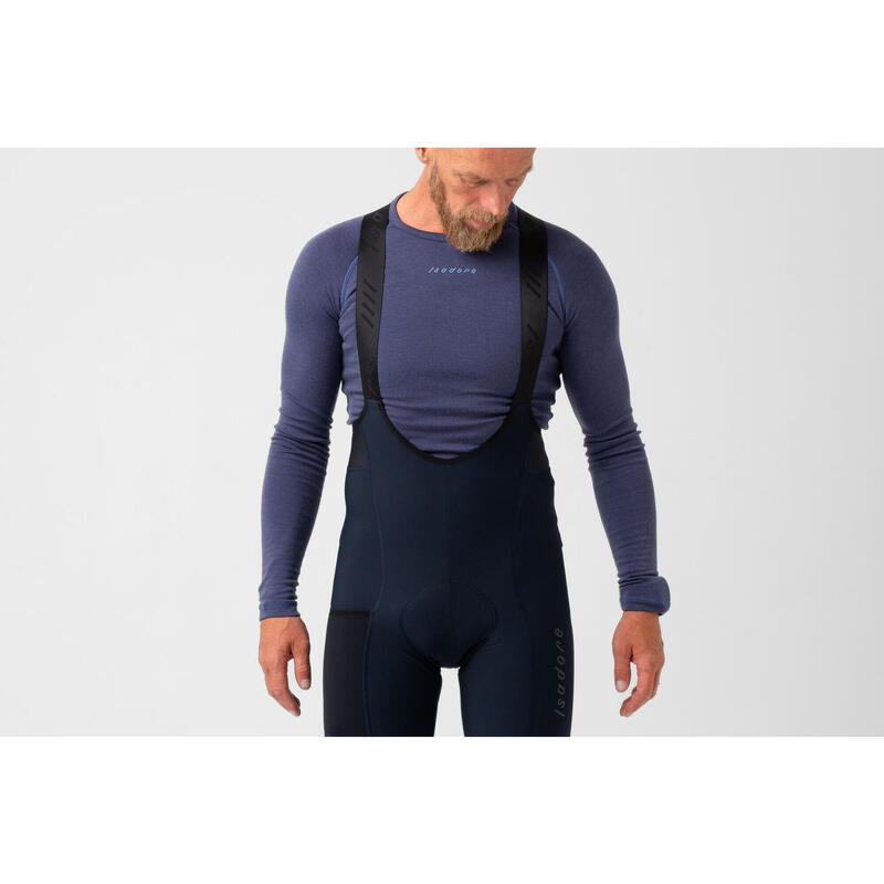 Sous-couche à manches longues de cyclisme pour hommes Merino Bleu Couronne