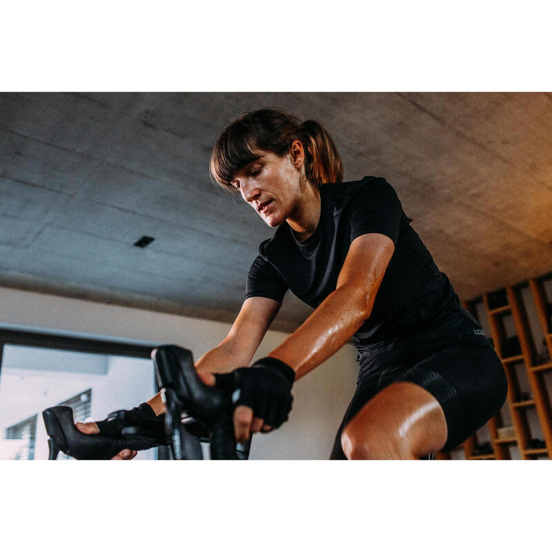 T-shirt à manches courtes de cyclisme pour femmes Indoor Noir