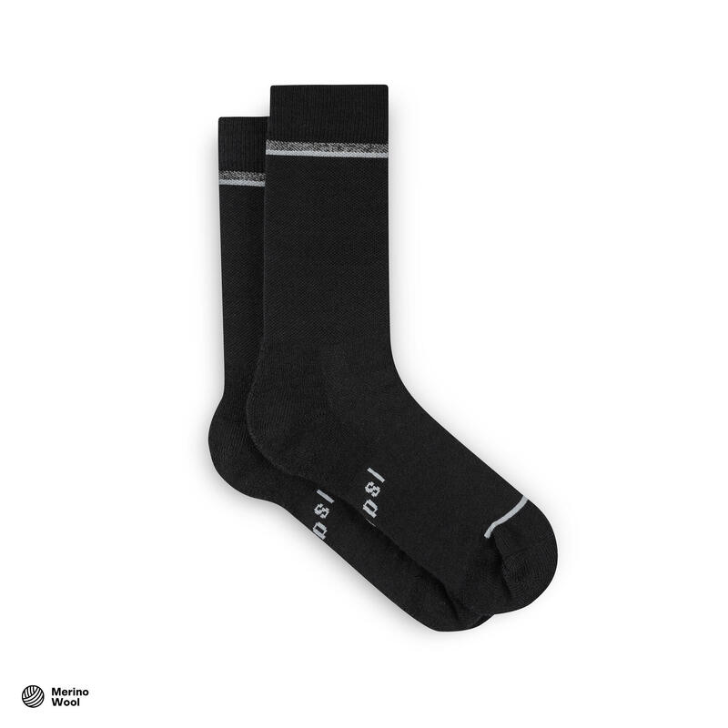 Unisex Rad Socken Winter Merino Schwarz