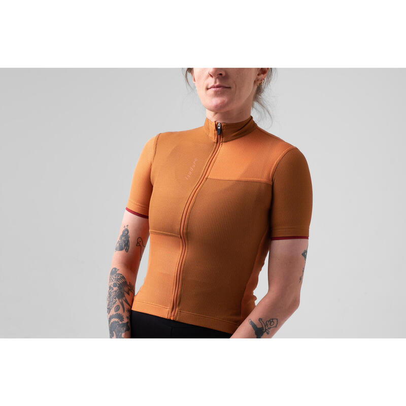 Damen Rad Kurzarmtrikot Patchwork Light Arganöl / Sonnenbrand