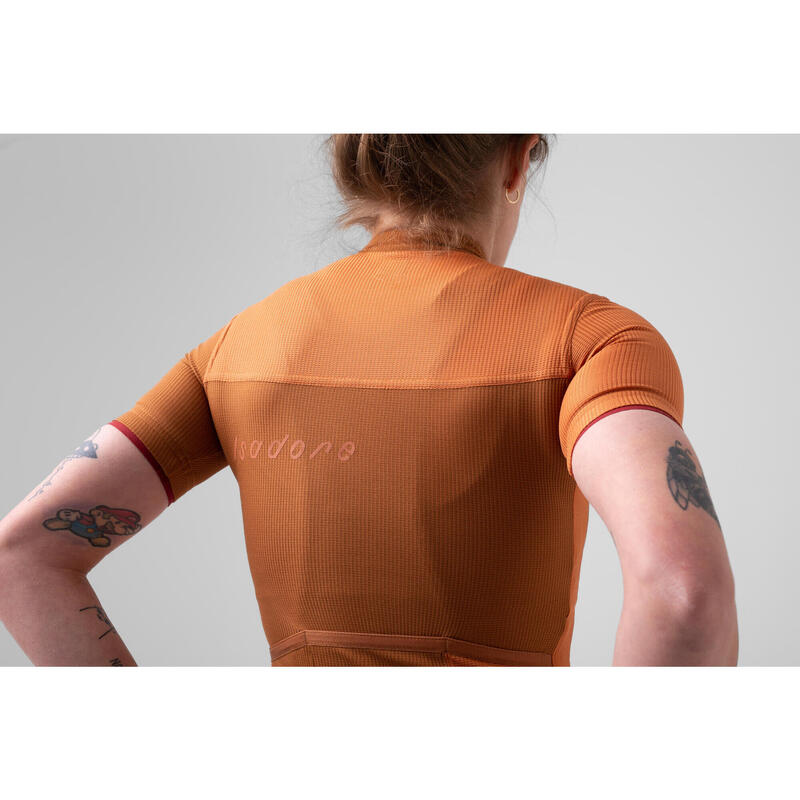 Damen Rad Kurzarmtrikot Patchwork Light Arganöl / Sonnenbrand