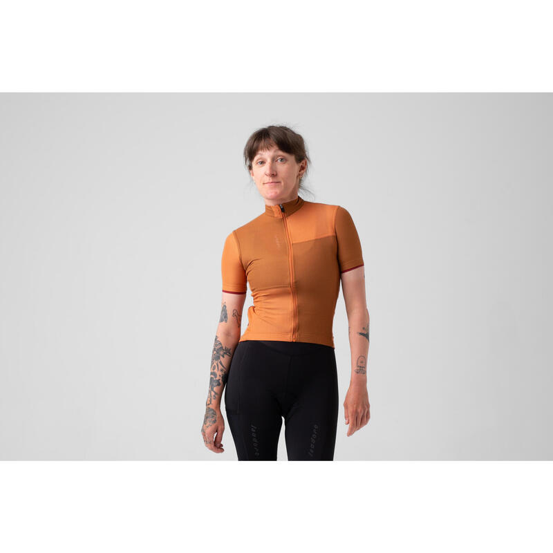 Damen Rad Kurzarmtrikot Patchwork Light Arganöl / Sonnenbrand