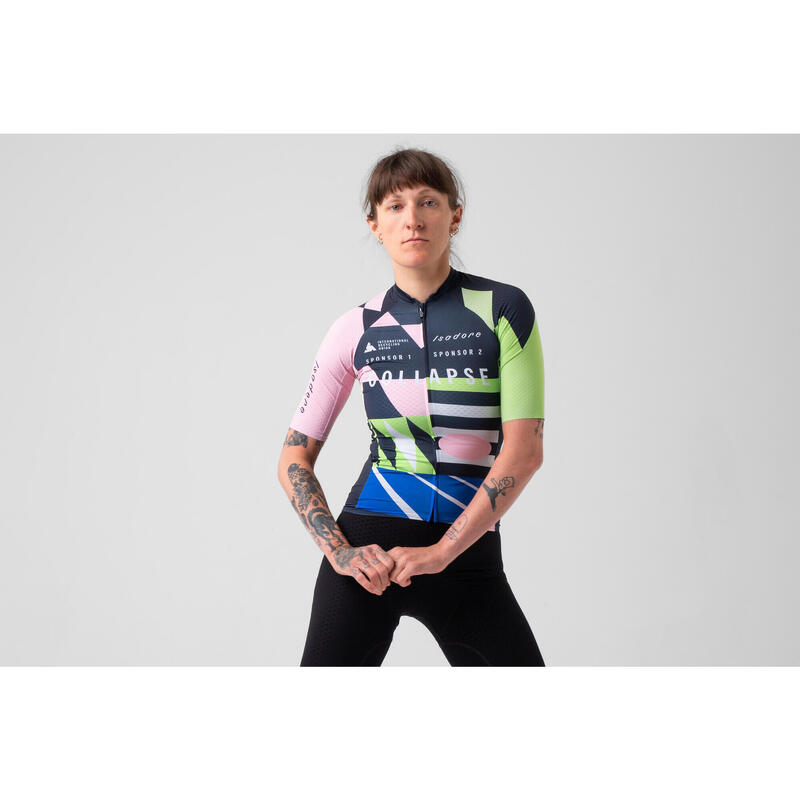 Maillot à manches courtes de cyclisme pour femmes Team Collapse Multicolore
