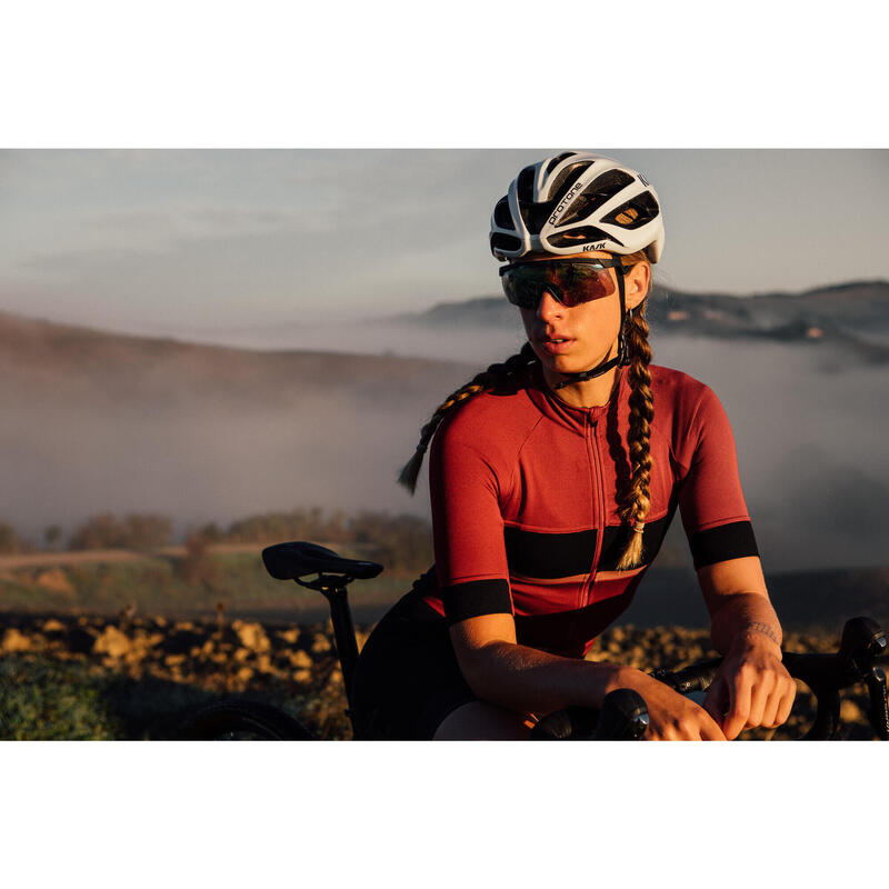 Maillot à manches courtes de cyclisme pour femmes Gravel Rouge Rio