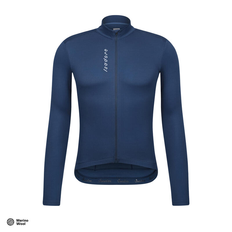 Maillot à manches longues de cyclisme pour hommes Thermique Bleu Indigo