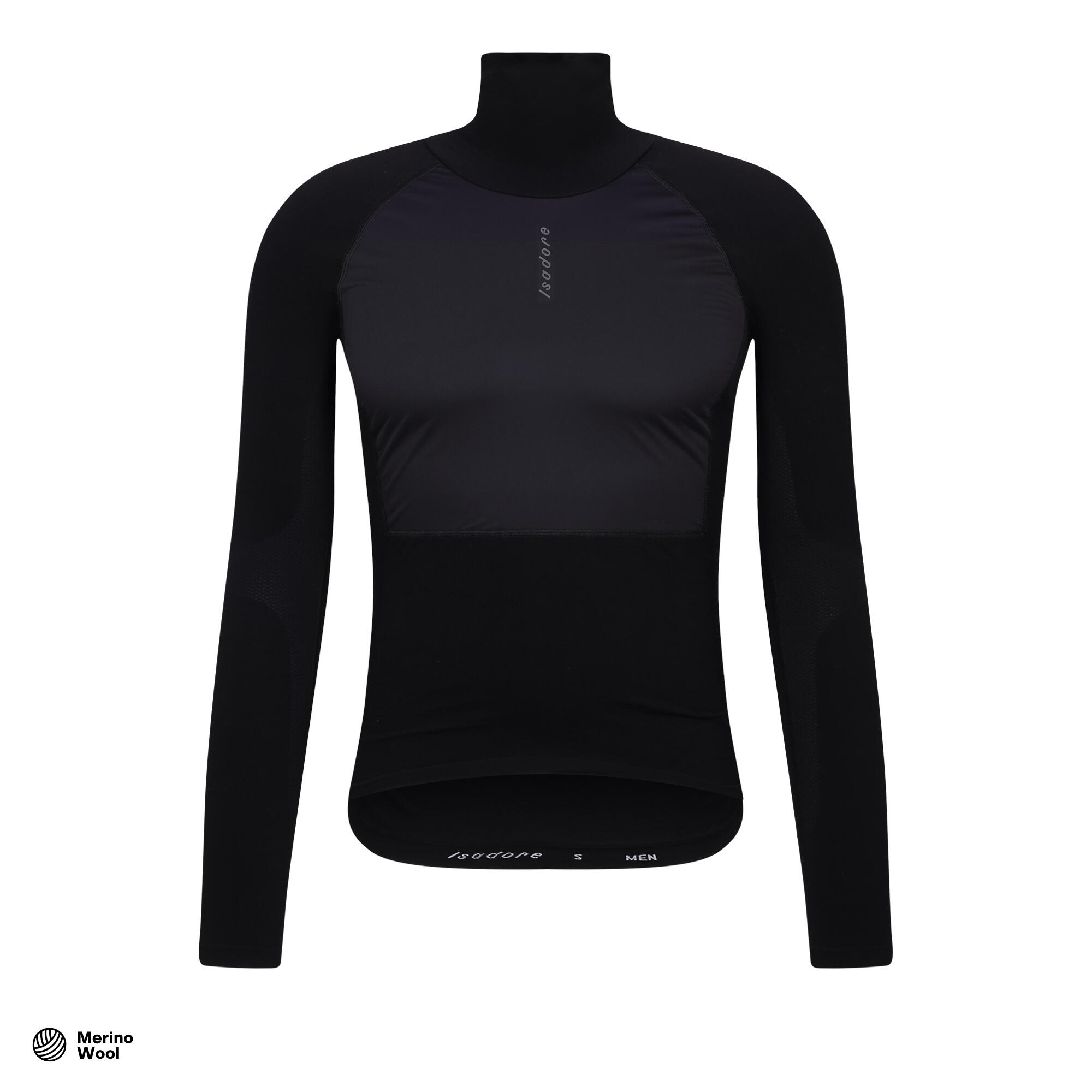 Maglia intima a maniche lunghe da ciclismo da uomo Inverno Wind Block Nero 1/6