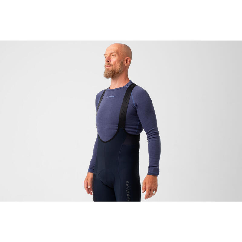 Herren Rad Langarm Unterhemd Merino Kronenblau