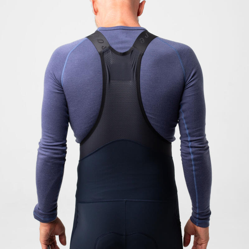 Sous-couche à manches longues de cyclisme pour hommes Merino Bleu Couronne