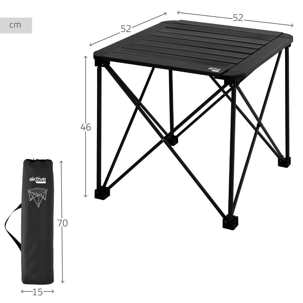 Table pliante de camping Aktive anti-renversement et amovible noire 4/7