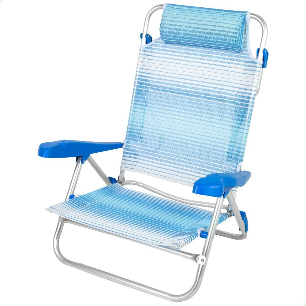 Aktive - Chaise De Plage Pliante Et Inclinable 8 Positions, 65x74 Cm, Bleu Aktive - Siège Pliant - Bleu - Taille Unique - Decathlon