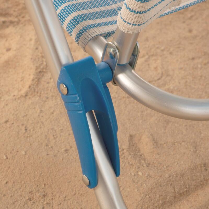 Aktive Silla de playa plegable y reclinable 7 posiciones rayas azul c/cojín