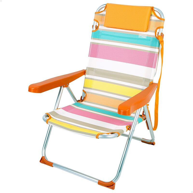 Aktive Cadeira de praia dobrável e reclinável 5 posições multicoloridas