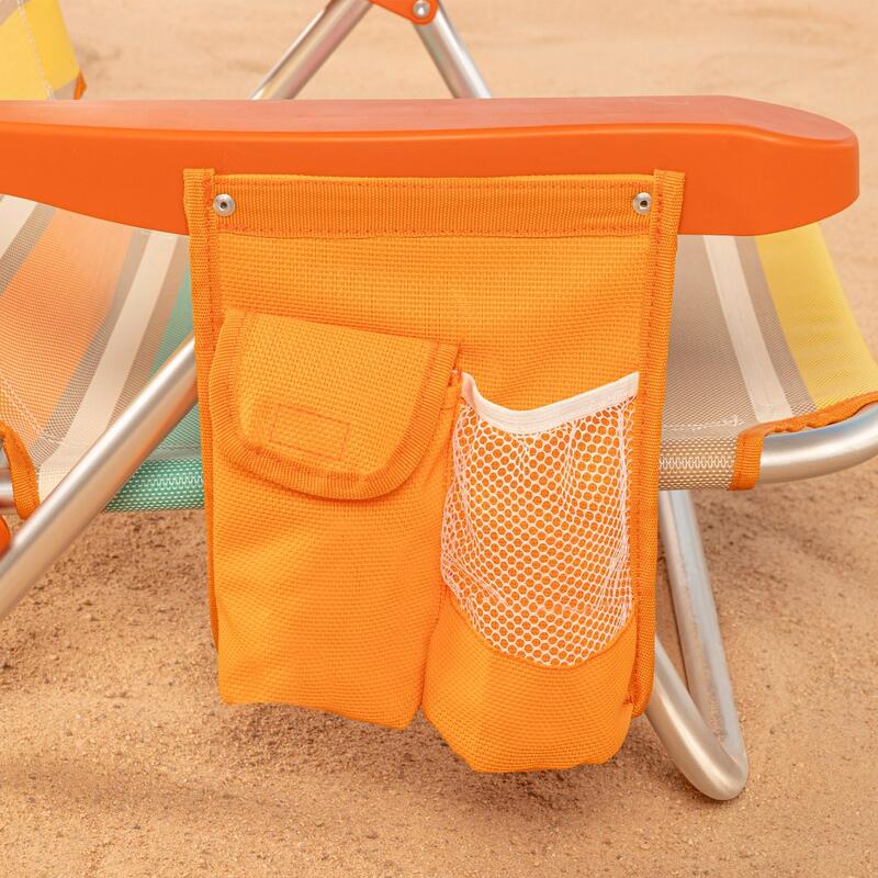 Aktive Silla de playa plegable, reclinable 4 posiciones c/ bolsillo, cojín y asa