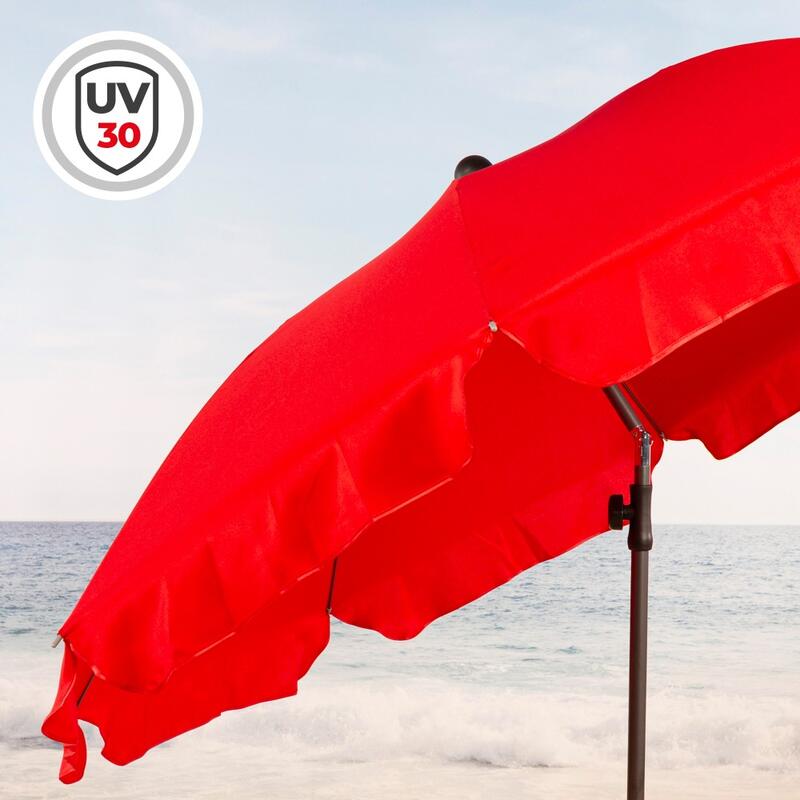 Aktive Sombrilla playa grande 200 cm inclinable roja UV30 c/funda